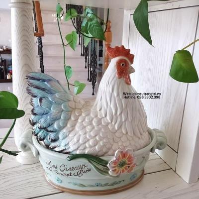 KHAY SỨ ĐỰNG TRỨNG HÌNH CHÚ GÀ